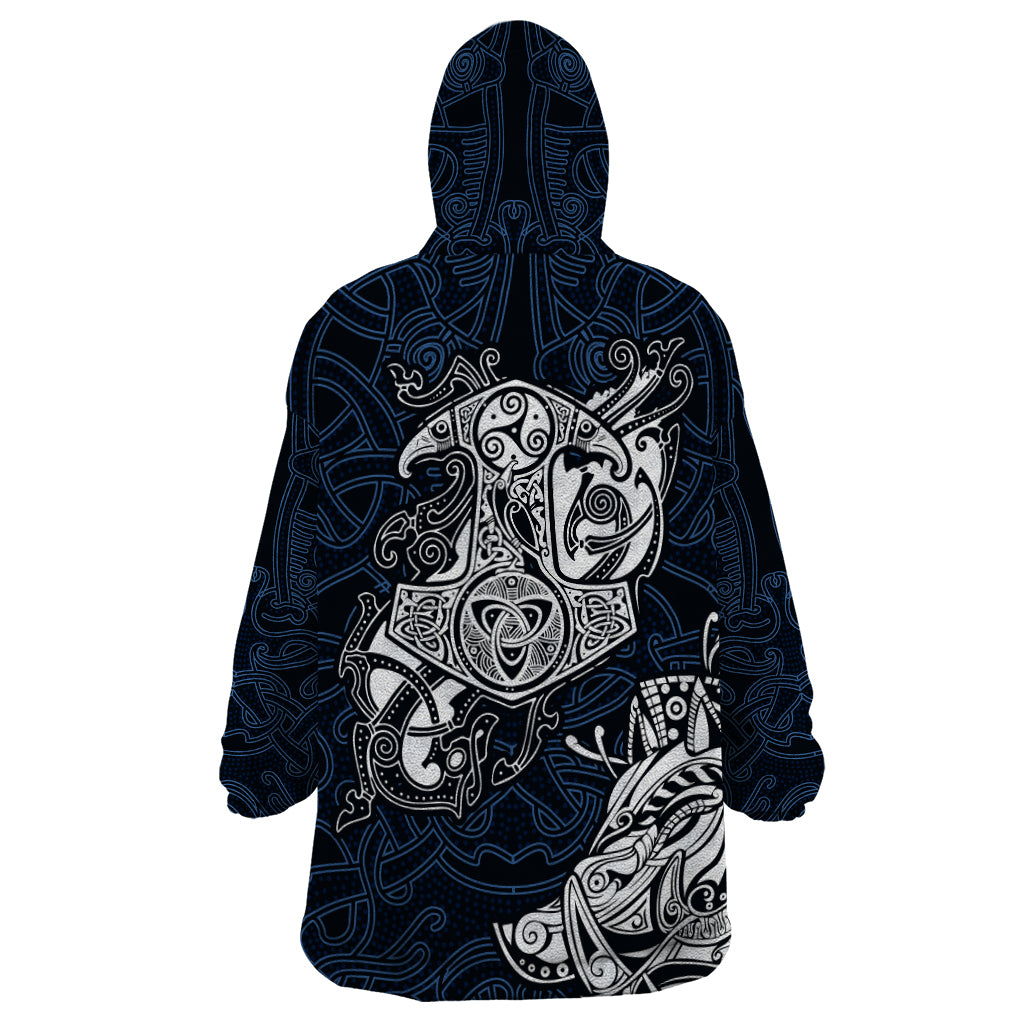 Viking Wearable Blanket Hoodie Legendary Viking Boar and Intricate Norse Patterns - Wonder Print Shop
