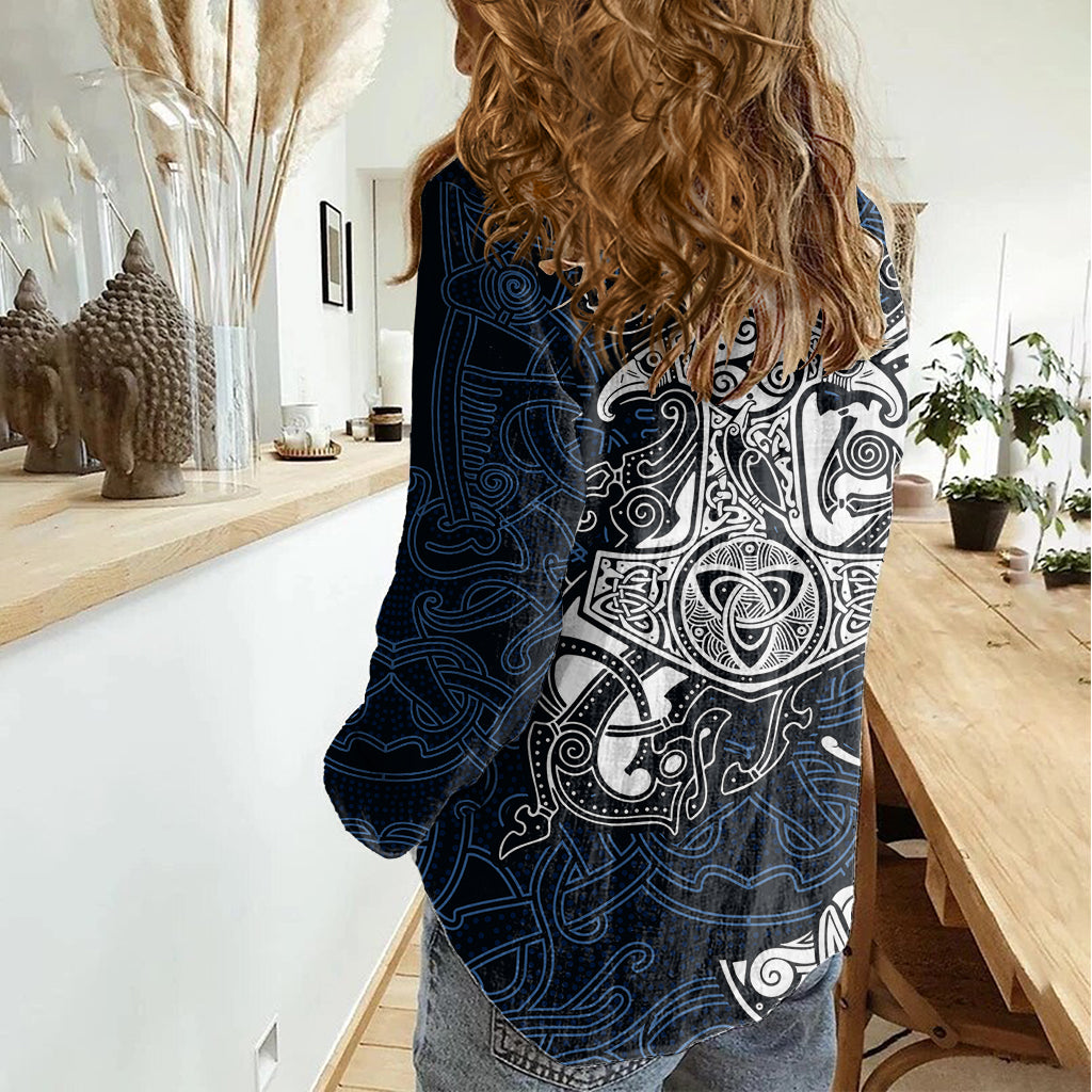 Viking Women Casual Shirt Legendary Viking Boar and Intricate Norse Patterns - Wonder Print Shop