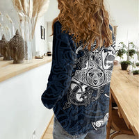 Viking Women Casual Shirt Legendary Viking Boar and Intricate Norse Patterns - Wonder Print Shop