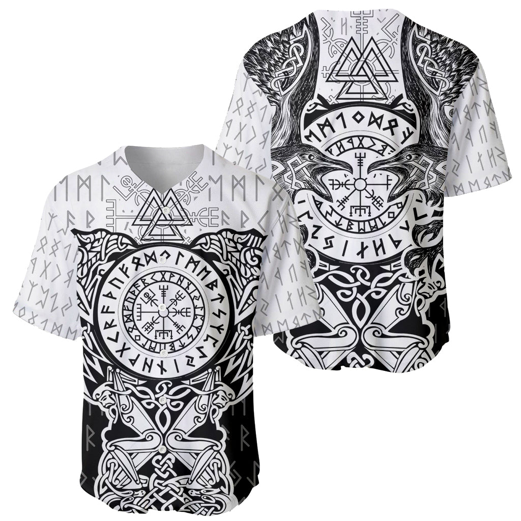 Viking Tattoo Baseball Jersey Hugin And Munin Asgardian Ravens Grunge Art - Wonder Print Shop