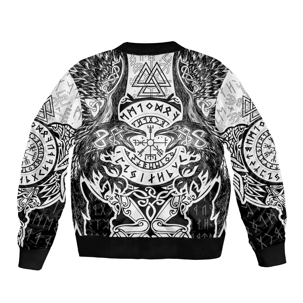 Viking Tattoo Bomber Jacket Hugin And Munin Asgardian Ravens Grunge Art - Wonder Print Shop