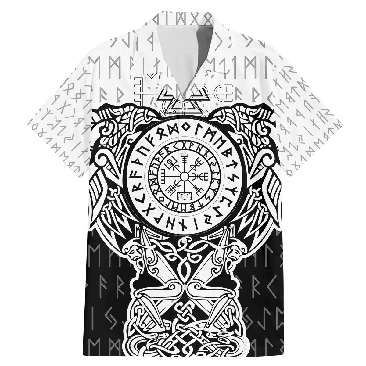 Viking Tattoo Family Matching Mermaid Dress and Hawaiian Shirt Hugin And Munin Asgardian Ravens Grunge Art - Wonder Print Shop