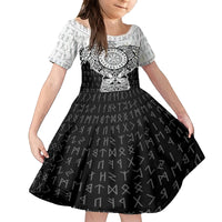 Viking Tattoo Family Matching Off Shoulder Long Sleeve Dress and Hawaiian Shirt Hugin And Munin Asgardian Ravens Grunge Art - Wonder Print Shop