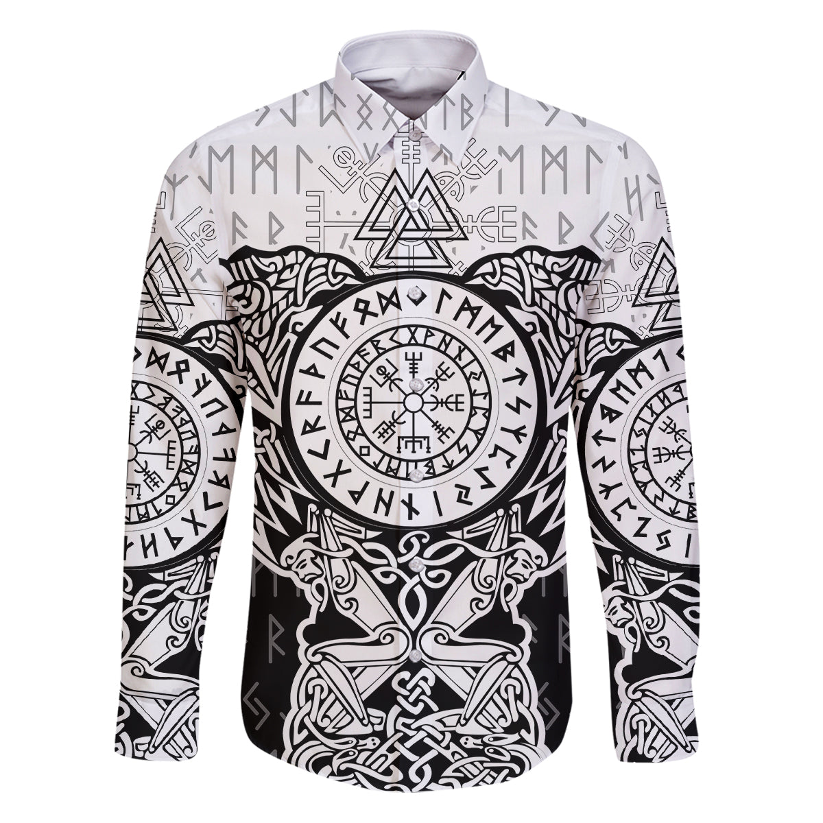 Viking Tattoo Family Matching Puletasi Dress and Hawaiian Shirt Hugin And Munin Asgardian Ravens Grunge Art - Wonder Print Shop