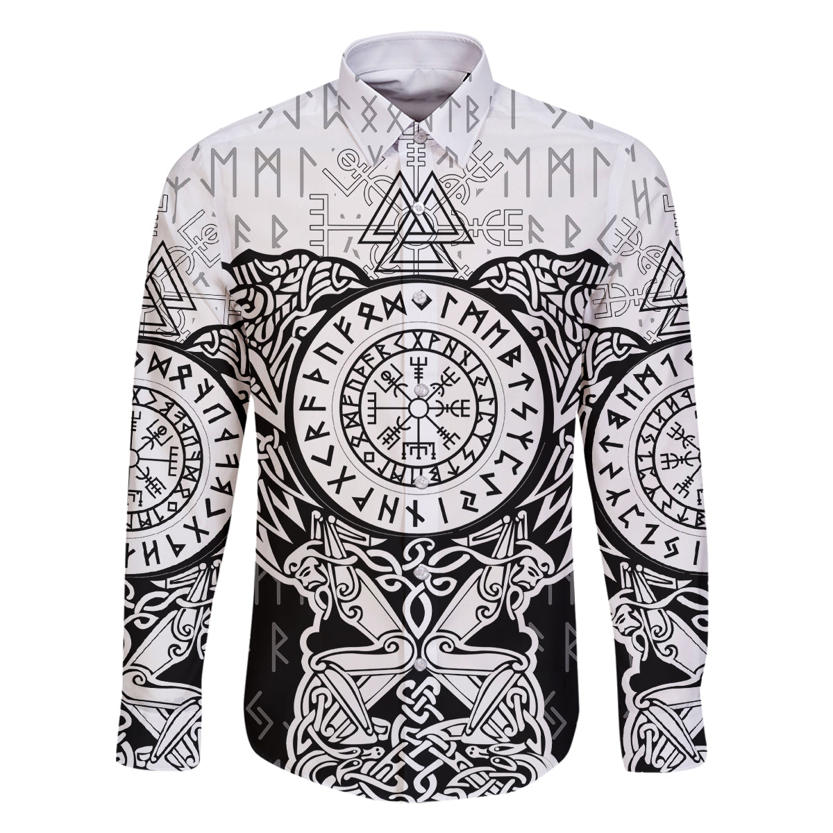 Viking Tattoo Family Matching Summer Maxi Dress and Hawaiian Shirt Hugin And Munin Asgardian Ravens Grunge Art - Wonder Print Shop