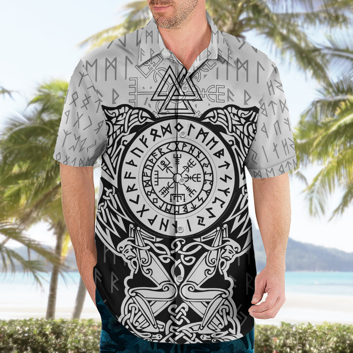 Viking Tattoo Hawaiian Shirt Hugin And Munin Asgardian Ravens Grunge Art - Wonder Print Shop