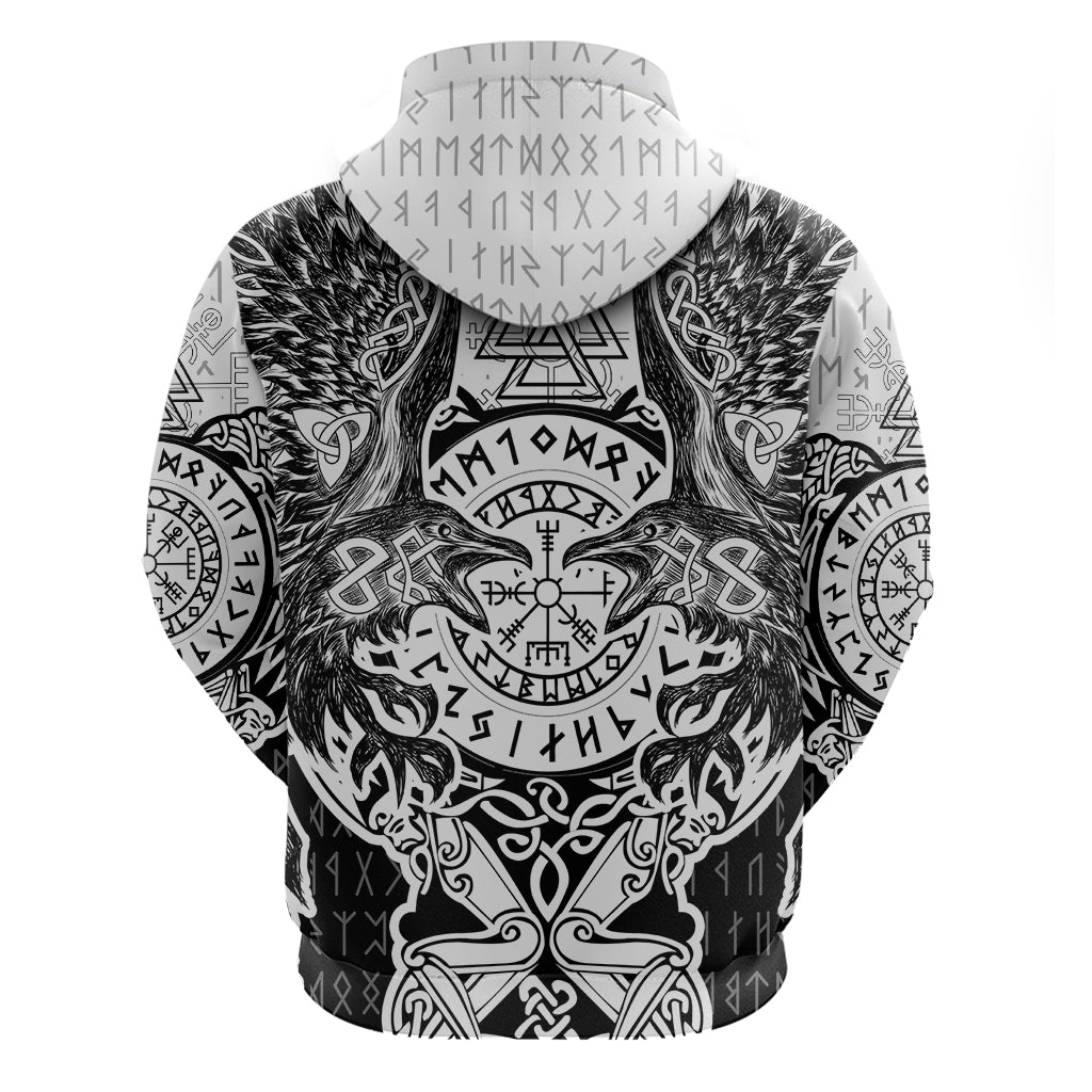 Viking Tattoo Hoodie Hugin And Munin Asgardian Ravens Grunge Art - Wonder Print Shop