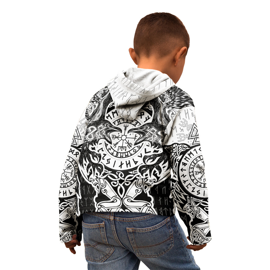 Viking Tattoo Kid Hoodie Hugin And Munin Asgardian Ravens Grunge Art - Wonder Print Shop