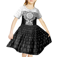 Viking Tattoo Kid Short Sleeve Dress Hugin And Munin Asgardian Ravens Grunge Art - Wonder Print Shop