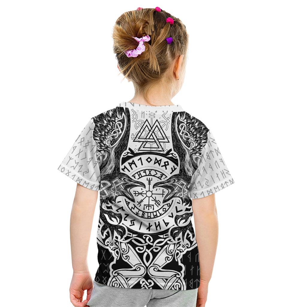 Viking Tattoo Kid T Shirt Hugin And Munin Asgardian Ravens Grunge Art - Wonder Print Shop