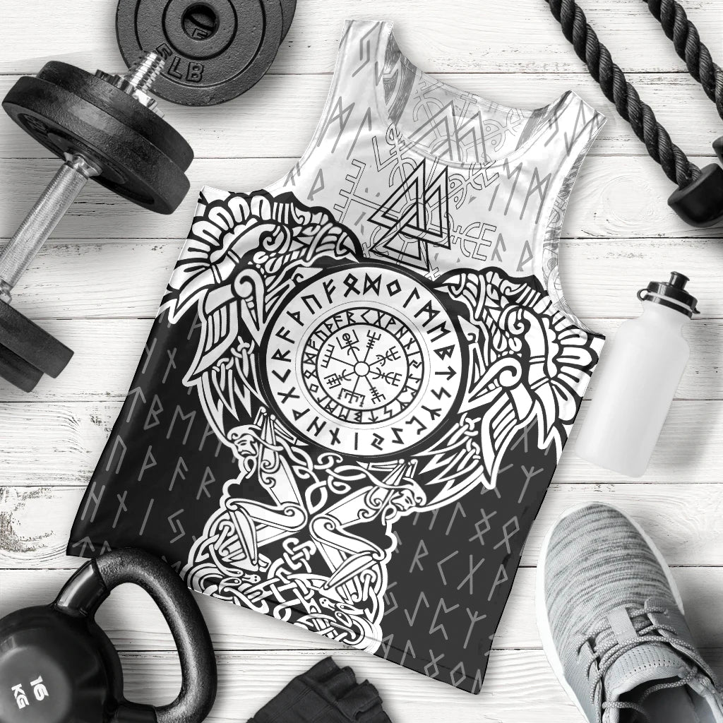 Viking Tattoo Men Tank Top Hugin And Munin Asgardian Ravens Grunge Art - Wonder Print Shop