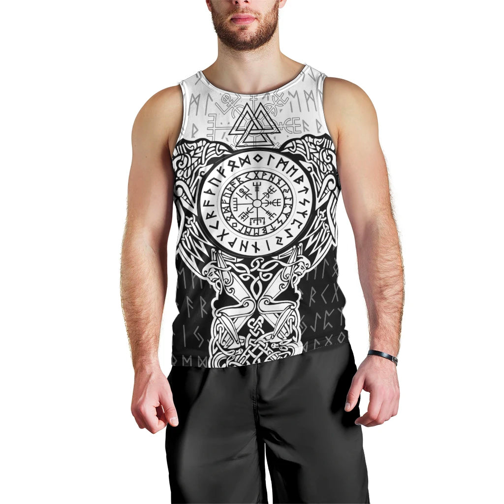 Viking Tattoo Men Tank Top Hugin And Munin Asgardian Ravens Grunge Art - Wonder Print Shop