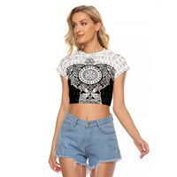 Viking Tattoo Raglan Cropped T Shirt Hugin And Munin Asgardian Ravens Grunge Art - Wonder Print Shop