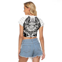 Viking Tattoo Raglan Cropped T Shirt Hugin And Munin Asgardian Ravens Grunge Art - Wonder Print Shop