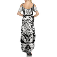 Viking Tattoo Summer Maxi Dress Hugin And Munin Asgardian Ravens Grunge Art - Wonder Print Shop