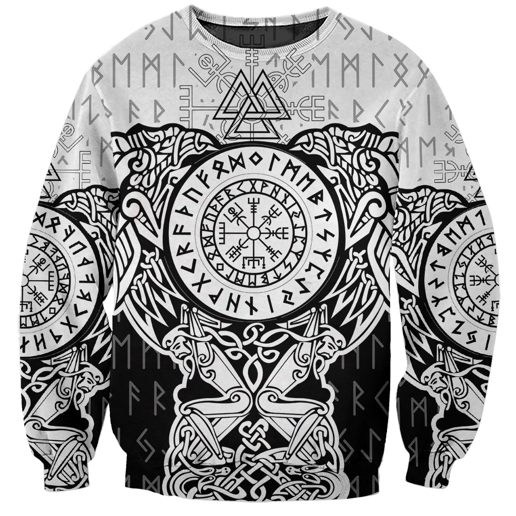 Viking Tattoo Sweatshirt Hugin And Munin Asgardian Ravens Grunge Art - Wonder Print Shop