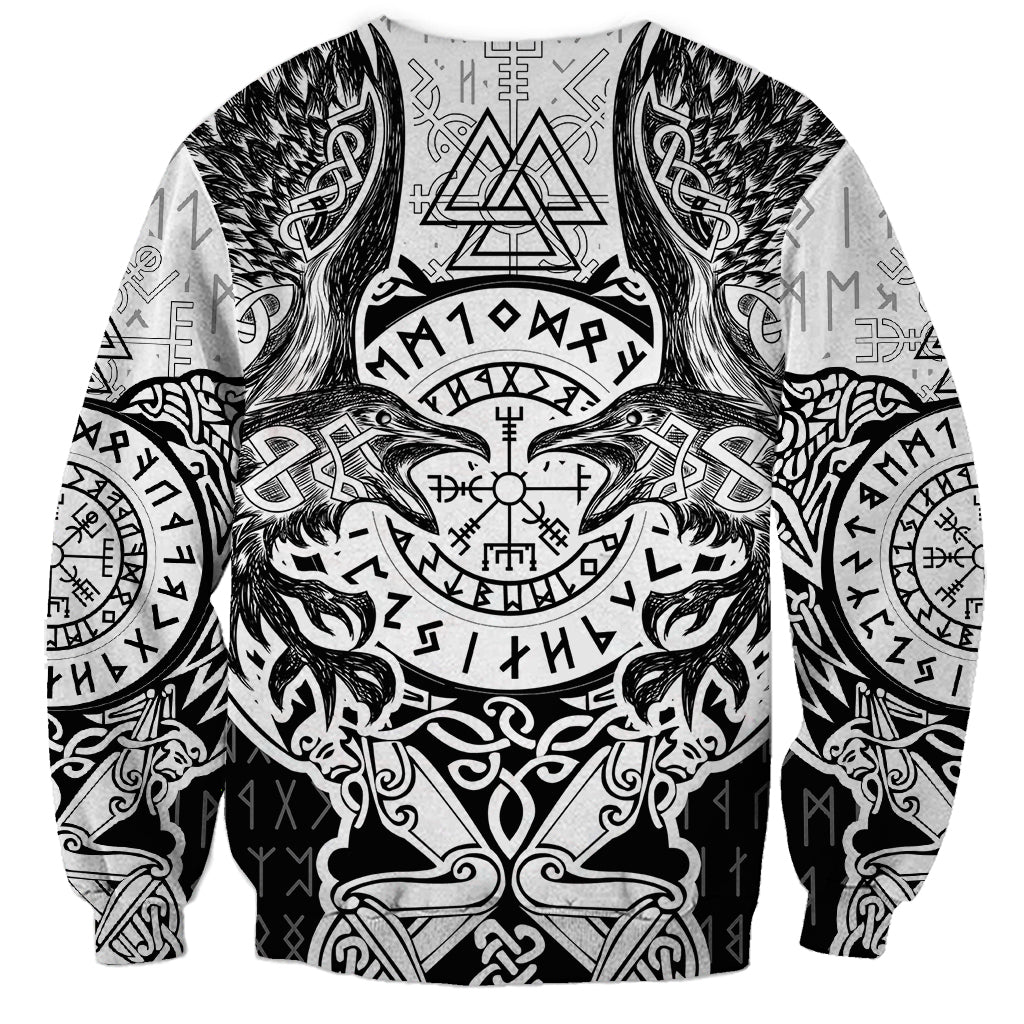 Viking Tattoo Sweatshirt Hugin And Munin Asgardian Ravens Grunge Art - Wonder Print Shop