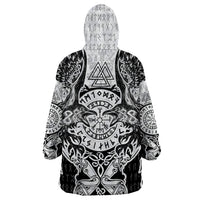 Viking Tattoo Wearable Blanket Hoodie Hugin And Munin Asgardian Ravens Grunge Art - Wonder Print Shop