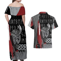 Viking Couples Matching Off Shoulder Maxi Dress and Hawaiian Shirt Warrior Come To Valhalla - Wonder Print Shop