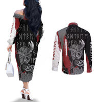 viking-couples-matching-off-the-shoulder-long-sleeve-dress-and-long-sleeve-button-shirts-warrior-come-to-valhalla