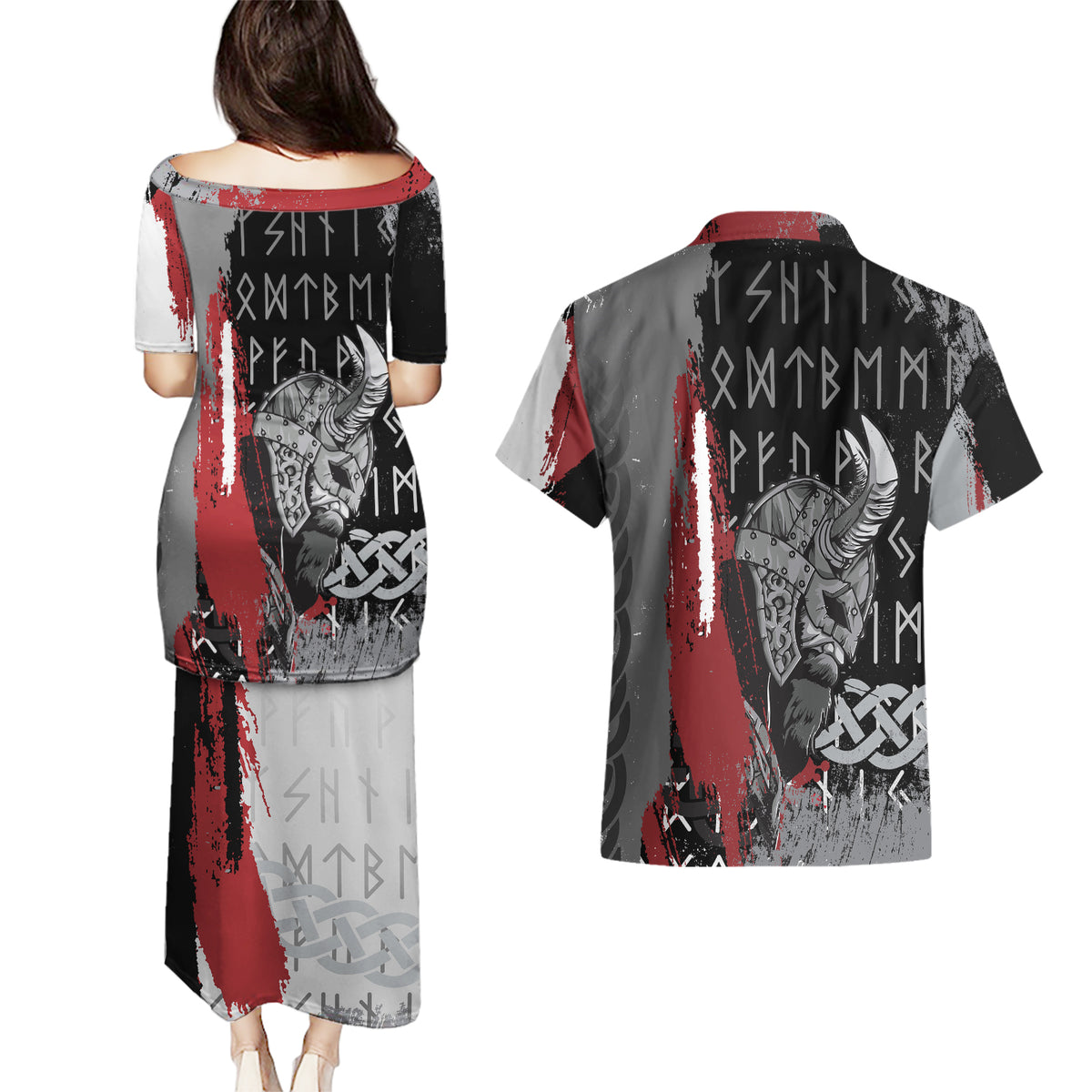 Viking Couples Matching Puletasi Dress and Hawaiian Shirt Warrior Come To Valhalla - Wonder Print Shop