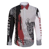 Viking Family Matching Off Shoulder Long Sleeve Dress and Hawaiian Shirt Warrior Come To Valhalla - Wonder Print Shop