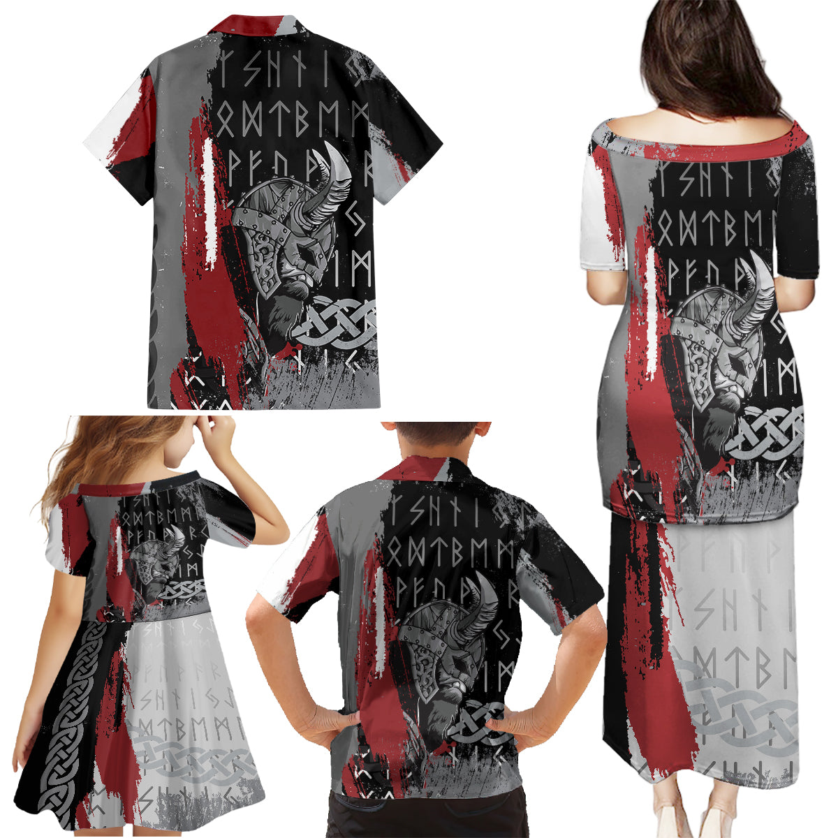 Viking Family Matching Puletasi Dress and Hawaiian Shirt Warrior Come To Valhalla - Wonder Print Shop