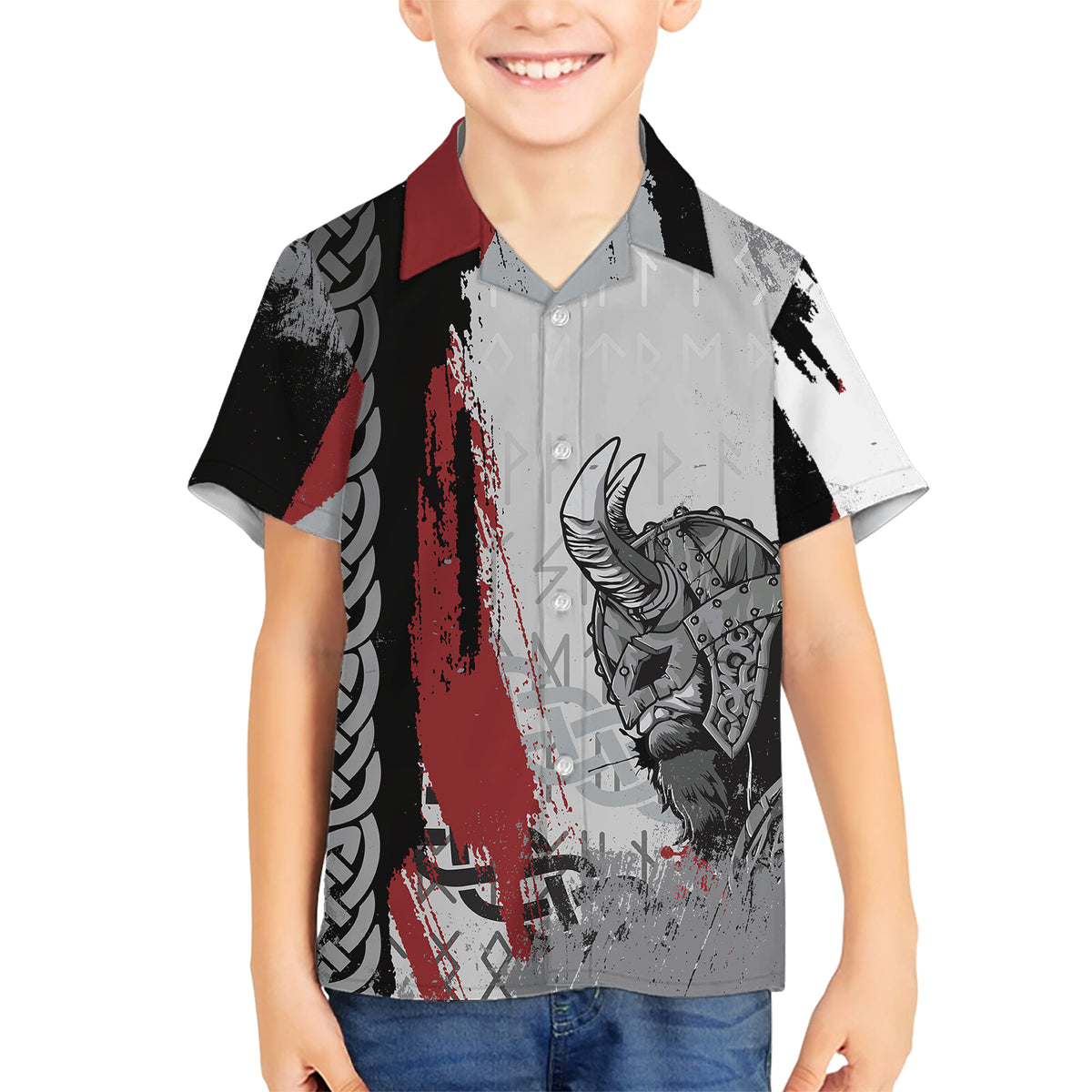 Viking Family Matching Short Sleeve Bodycon Dress and Hawaiian Shirt Warrior Come To Valhalla - Wonder Print Shop