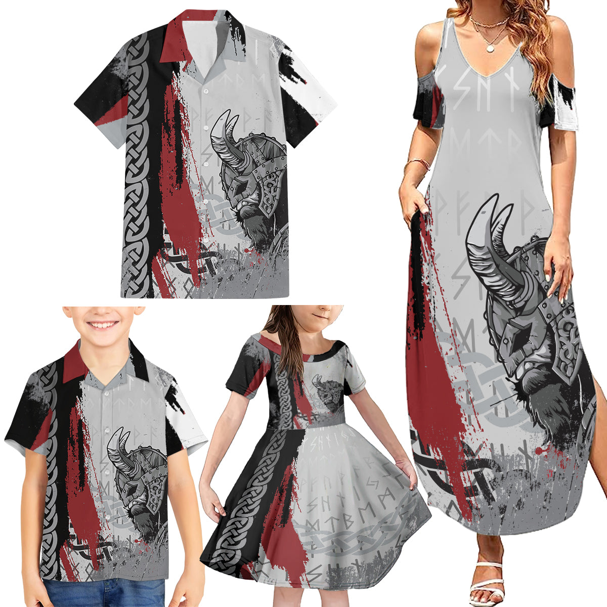Viking Family Matching Summer Maxi Dress and Hawaiian Shirt Warrior Come To Valhalla - Wonder Print Shop
