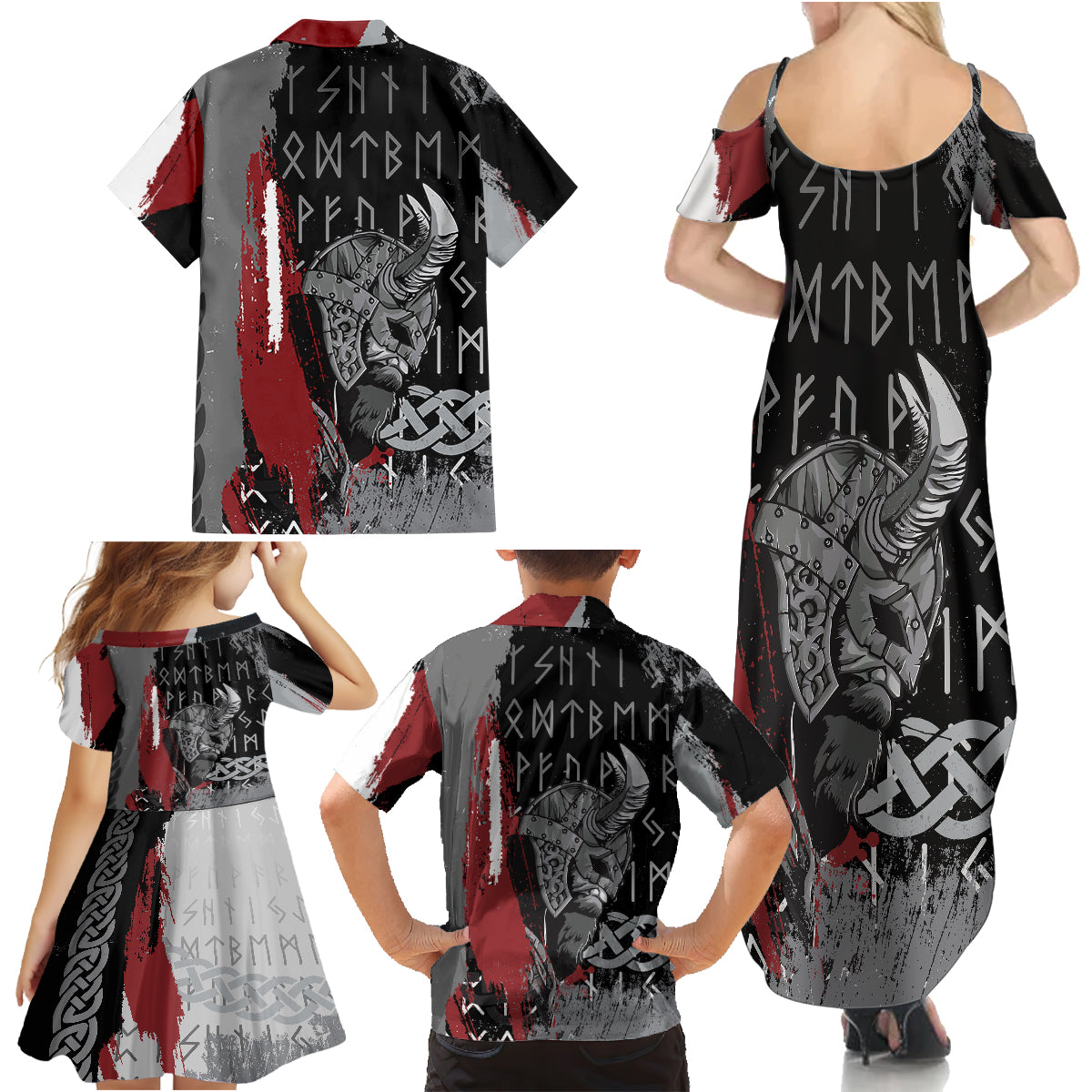 Viking Family Matching Summer Maxi Dress and Hawaiian Shirt Warrior Come To Valhalla - Wonder Print Shop