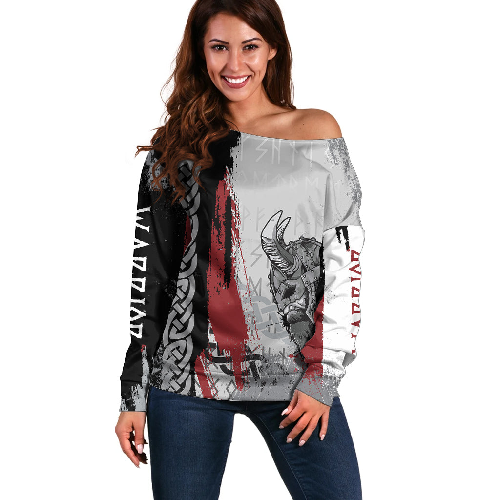 Viking Off Shoulder Sweater Warrior Come To Valhalla - Wonder Print Shop