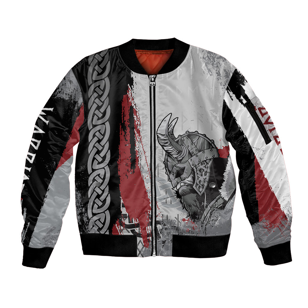 Viking Sleeve Zip Bomber Jacket Warrior Come To Valhalla - Wonder Print Shop