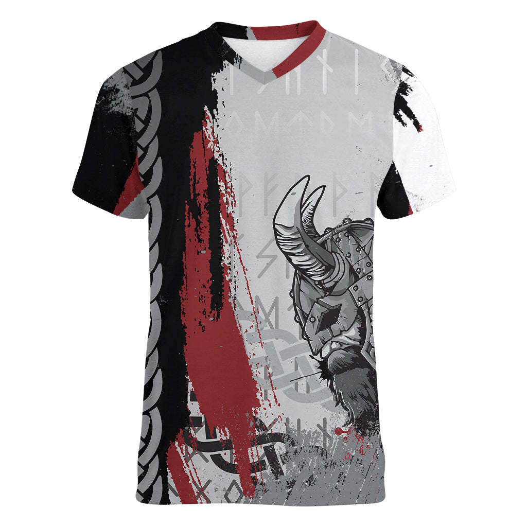 Viking Women V Neck T Shirt Warrior Come To Valhalla - Wonder Print Shop