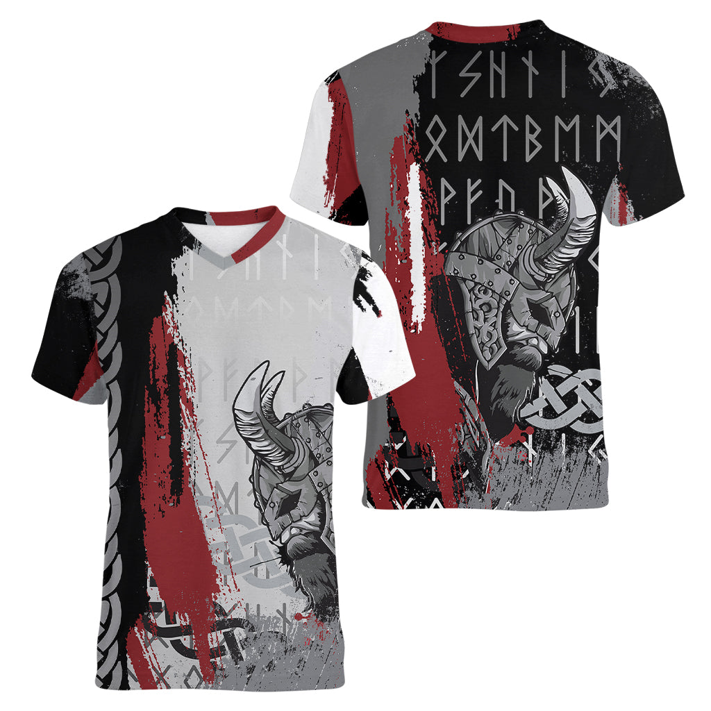 Viking Women V Neck T Shirt Warrior Come To Valhalla - Wonder Print Shop