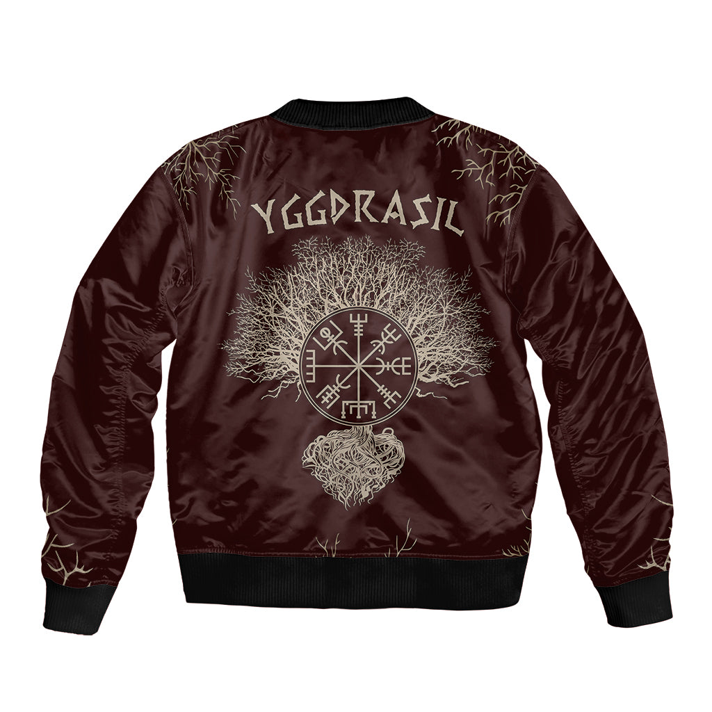 Viking Bomber Jacket Yggdrasil Pattern And Ancient Rune - Wonder Print Shop