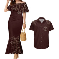 Viking Couples Matching Mermaid Dress and Hawaiian Shirt Yggdrasil Pattern And Ancient Rune - Wonder Print Shop