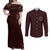 Viking Couples Matching Off Shoulder Maxi Dress and Long Sleeve Button Shirts Yggdrasil Pattern And Ancient Rune - Wonder Print Shop