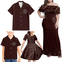 Viking Family Matching Off Shoulder Maxi Dress and Hawaiian Shirt Yggdrasil Pattern And Ancient Rune - Wonder Print Shop
