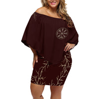 Viking Family Matching Off Shoulder Short Dress and Hawaiian Shirt Yggdrasil Pattern And Ancient Rune - Wonder Print Shop