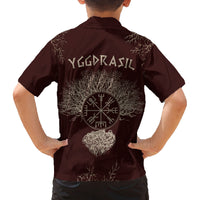Viking Family Matching Puletasi Dress and Hawaiian Shirt Yggdrasil Pattern And Ancient Rune - Wonder Print Shop