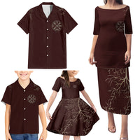 Viking Family Matching Puletasi Dress and Hawaiian Shirt Yggdrasil Pattern And Ancient Rune - Wonder Print Shop