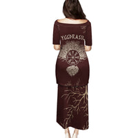 Viking Family Matching Puletasi Dress and Hawaiian Shirt Yggdrasil Pattern And Ancient Rune - Wonder Print Shop