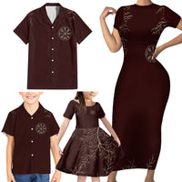 Viking Family Matching Short Sleeve Bodycon Dress and Hawaiian Shirt Yggdrasil Pattern And Ancient Rune - Wonder Print Shop