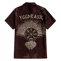 Viking Family Matching Short Sleeve Bodycon Dress and Hawaiian Shirt Yggdrasil Pattern And Ancient Rune - Wonder Print Shop