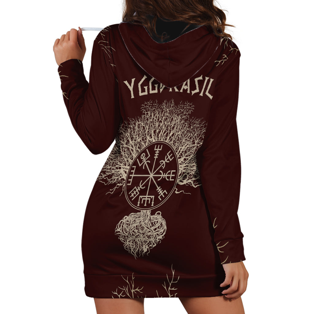 Viking Hoodie Dress Yggdrasil Pattern And Ancient Rune - Wonder Print Shop