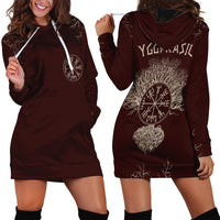 Viking Hoodie Dress Yggdrasil Pattern And Ancient Rune - Wonder Print Shop