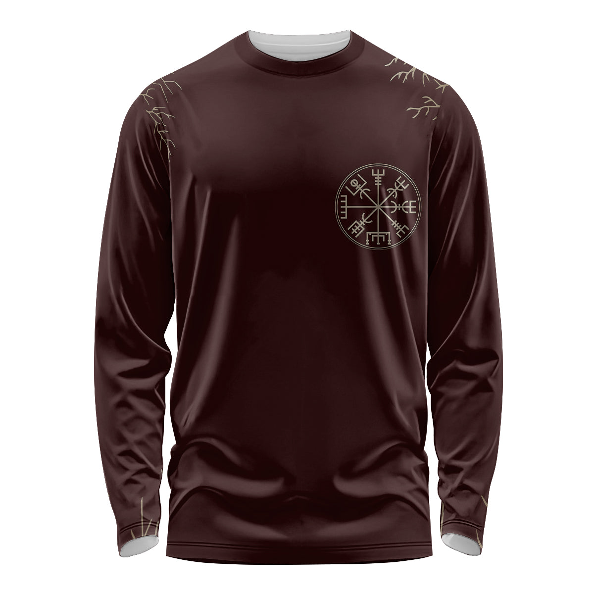 Viking Long Sleeve Shirt Yggdrasil Pattern And Ancient Rune - Wonder Print Shop