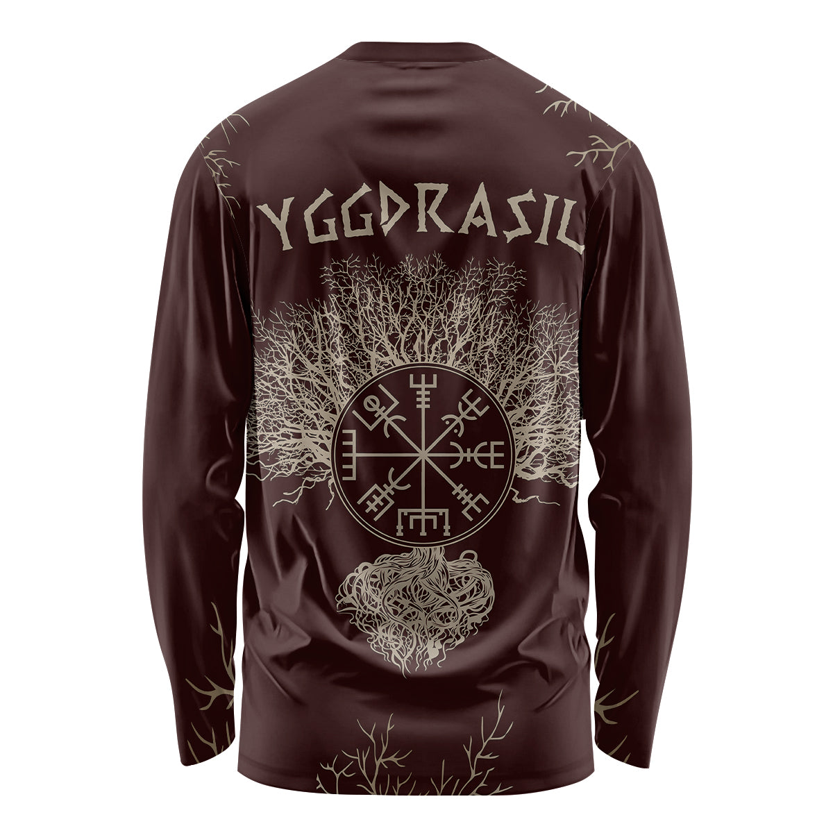 Viking Long Sleeve Shirt Yggdrasil Pattern And Ancient Rune - Wonder Print Shop