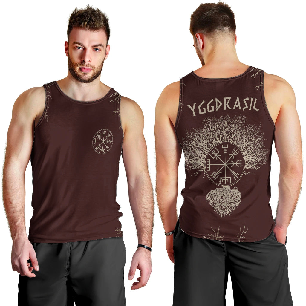 Viking Men Tank Top Yggdrasil Pattern And Ancient Rune - Wonder Print Shop