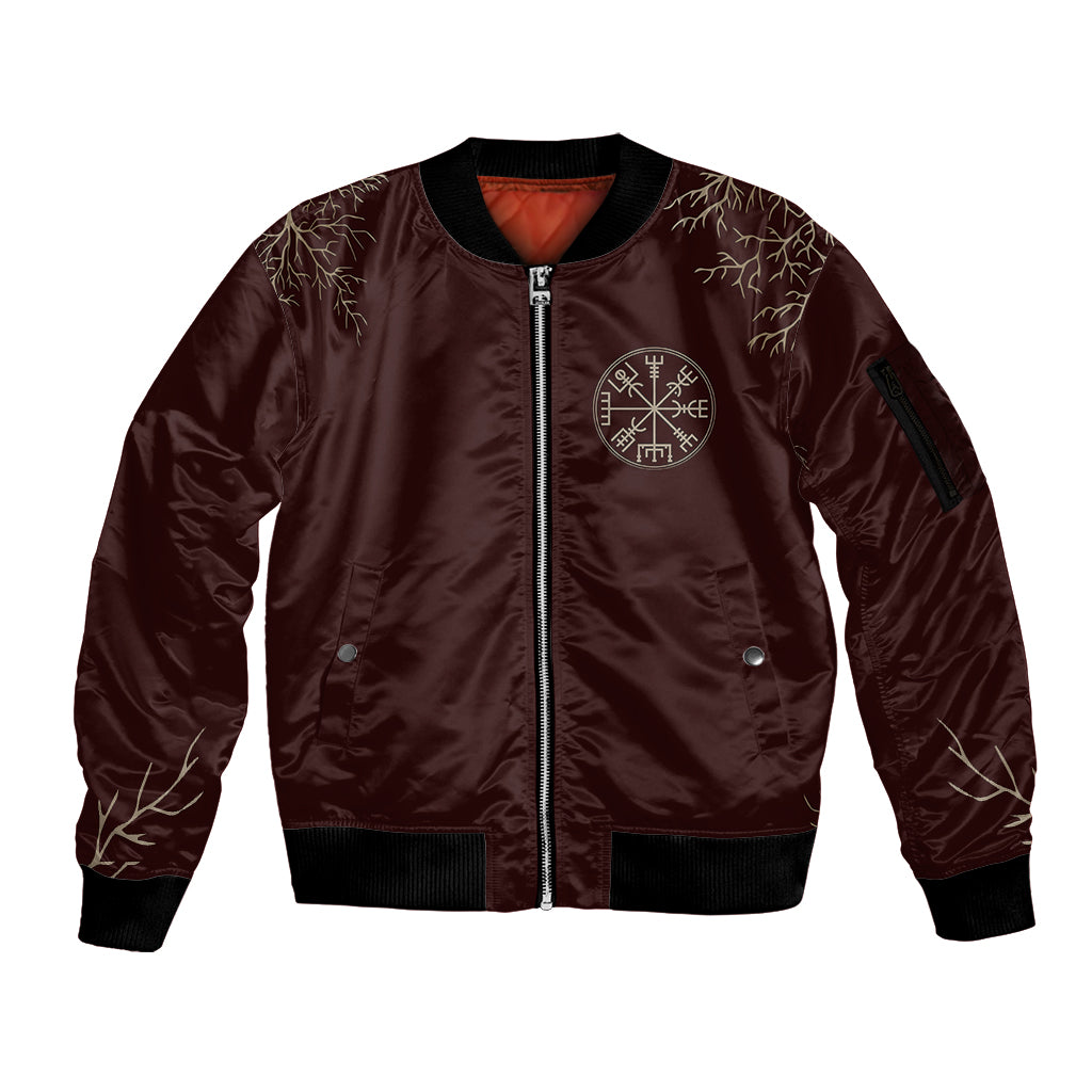 Viking Sleeve Zip Bomber Jacket Yggdrasil Pattern And Ancient Rune - Wonder Print Shop